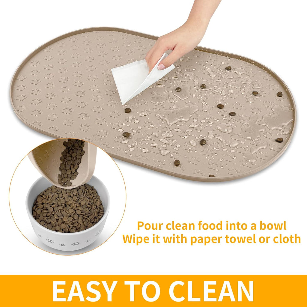 Dog Food Mat Anti-Slip Bowl Mats, High-Lips Waterproof Pet Placemat