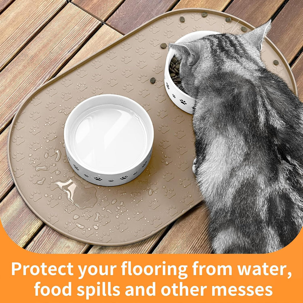 Dog Food Mat Anti-Slip Bowl Mats, High-Lips Waterproof Pet Placemat