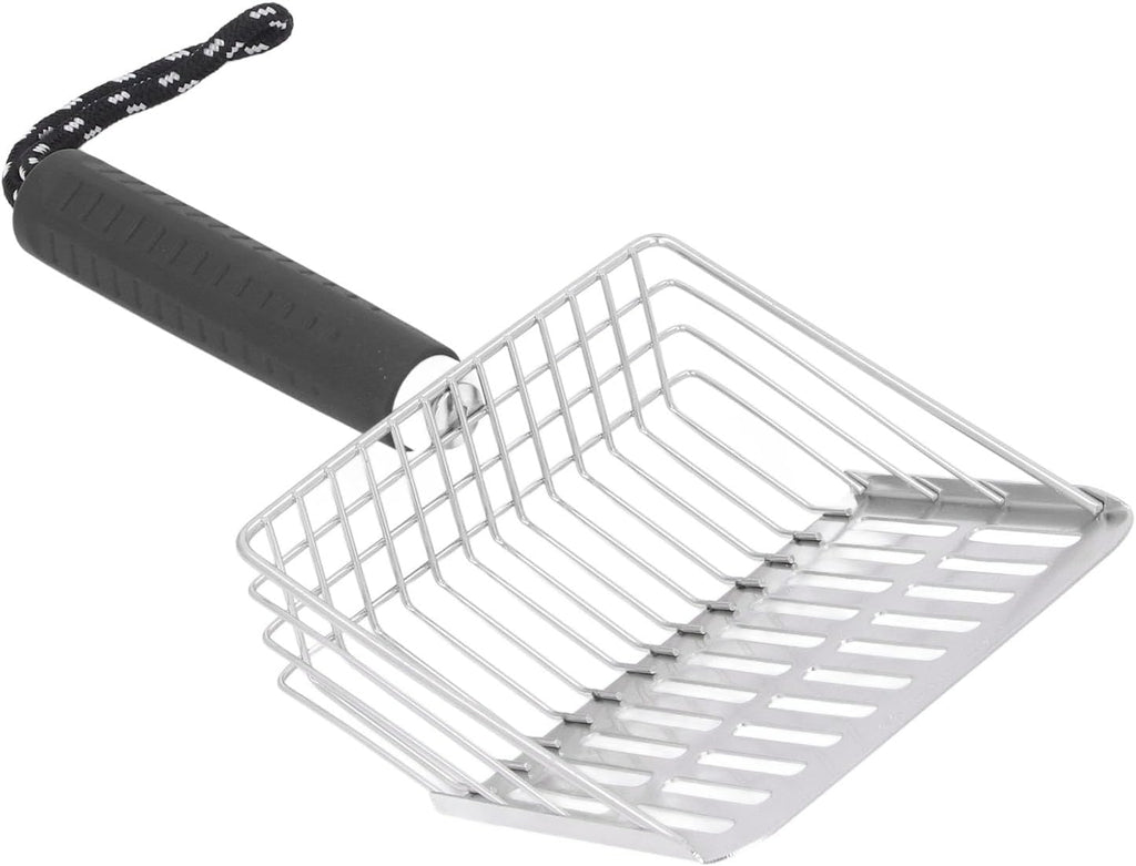 304 Stainless Steel Cat Litter Scoop | Removable Handle & Quick Filtration | Litter Box Scooper for Cats/Gardening/Beach | Sturdy & Non - Tarnishing (Black)