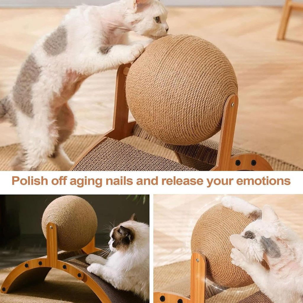 Cat Scratching Ball - Interactive Kitten Toys | Cat Scratching Ball | Pet Scratch Toy | Vertical Scratcher with Corrugated Base Interactive Kitten Toy for Multi-Play Rest Living Room Window Senior Pat | Cat Scratching Board for Indoor Bedroom Living Room Home House Balcony Patio Outdoor Kitten