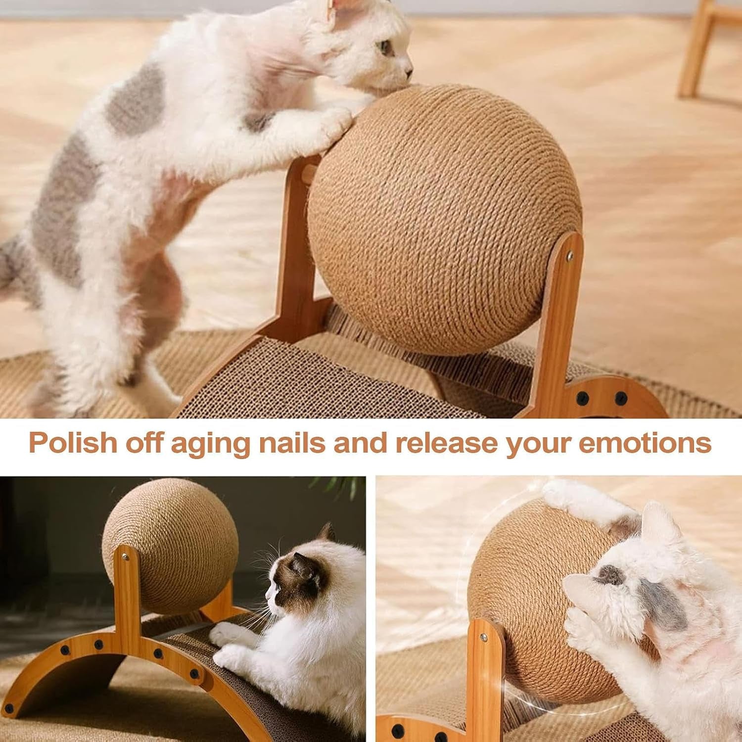 Cat Scratching Ball - Interactive Kitten Toys | Cat Scratching Ball | Pet Scratch Toy | Vertical Scratcher with Corrugated Base Interactive Kitten Toy for Multi-Play Rest Living Room Window Senior Pat | Cat Scratching Board for Indoor Bedroom Living Room Home House Balcony Patio Outdoor Kitten