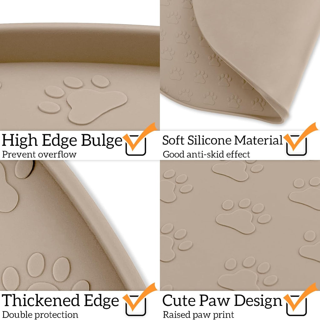 Dog Food Mat Anti-Slip Bowl Mats, High-Lips Waterproof Pet Placemat