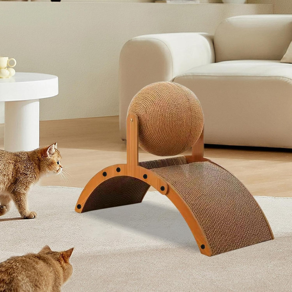 Cat Scratching Ball - Interactive Kitten Toys | Cat Scratching Ball | Pet Scratch Toy | Vertical Scratcher with Corrugated Base Interactive Kitten Toy for Multi-Play Rest Living Room Window Senior Pat | Cat Scratching Board for Indoor Bedroom Living Room Home House Balcony Patio Outdoor Kitten