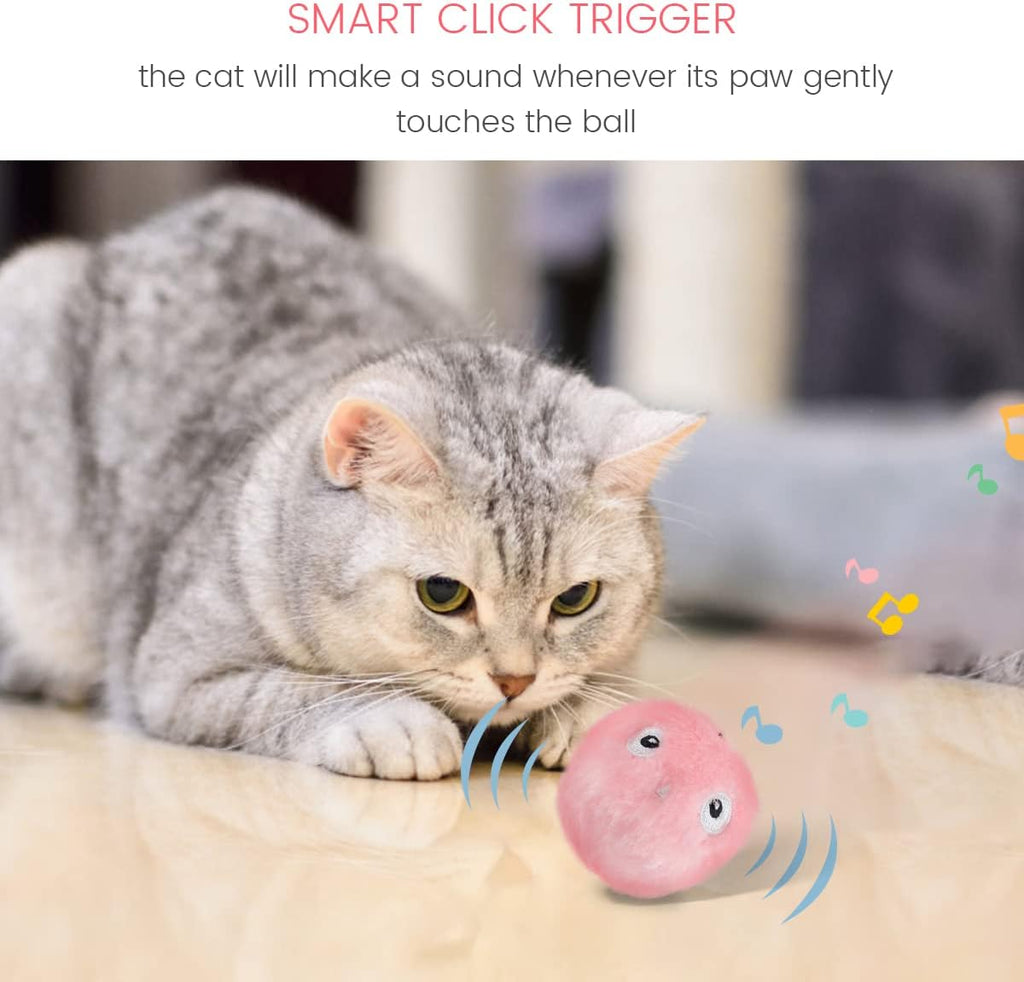 Interactive Cat Ball Toy, Interactive Indoor Cat Toy with Bird Calls, Frogs and Crickets, Plush Balls for Cats Hunting (3Pcs)