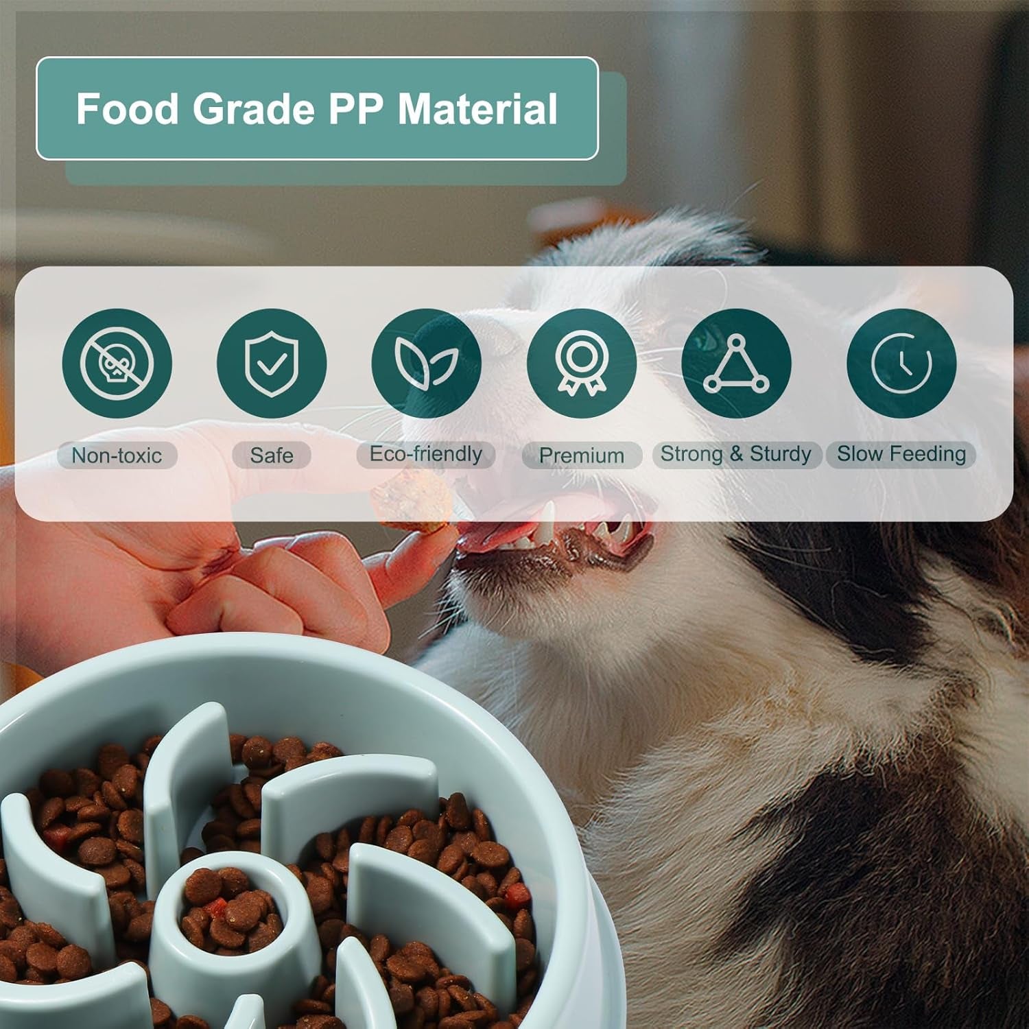 Slow Feeder Dog Bowl, anti Gulp Bowl for Fast Eaters | Non Slip Dog Food Bowl for Dry and Wet Food, Helps Slow Eating, 4 Cups, Easy Clean, for Medium and Large Dogs