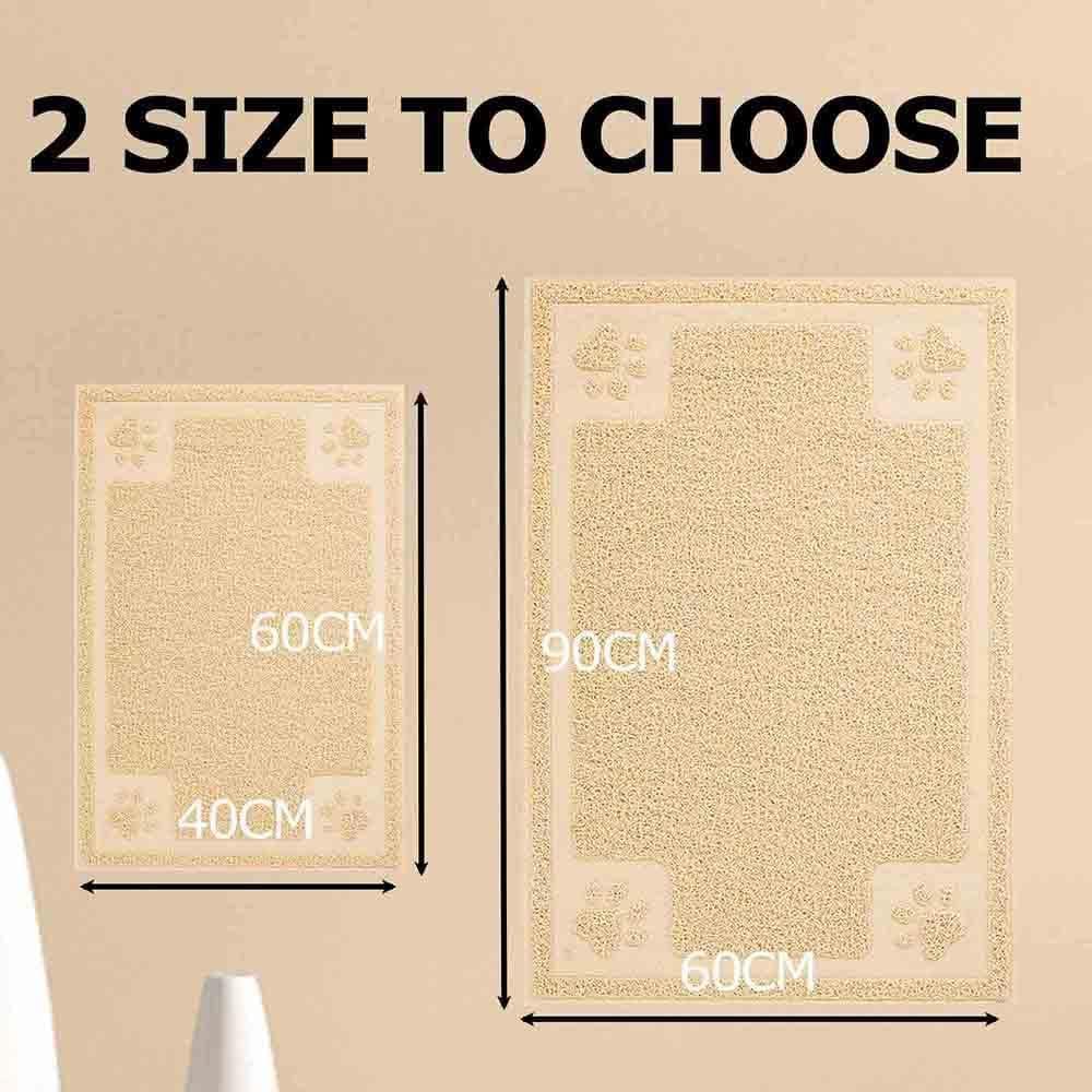 Cat Litter Mat, Large 60 × 40Cm Durable Non-Slip Cat Litter Box Pad, Waterproof Litter Trapping Mat, Pet Feeding Mat for Cat Dog, Beige