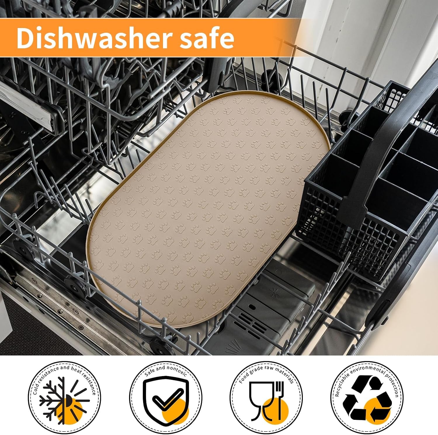 Dog Food Mat Anti-Slip Bowl Mats, High-Lips Waterproof Pet Placemat