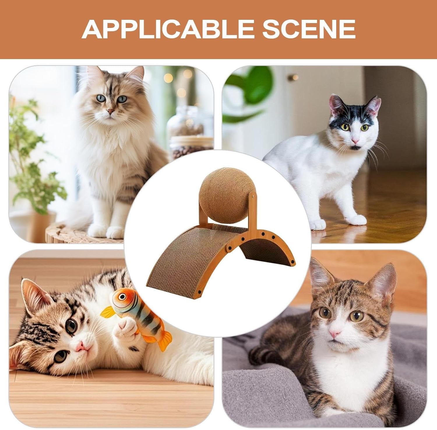 Cat Scratching Ball - Interactive Kitten Toys | Cat Scratching Ball | Pet Scratch Toy | Vertical Scratcher with Corrugated Base Interactive Kitten Toy for Multi-Play Rest Living Room Window Senior Pat | Cat Scratching Board for Indoor Bedroom Living Room Home House Balcony Patio Outdoor Kitten