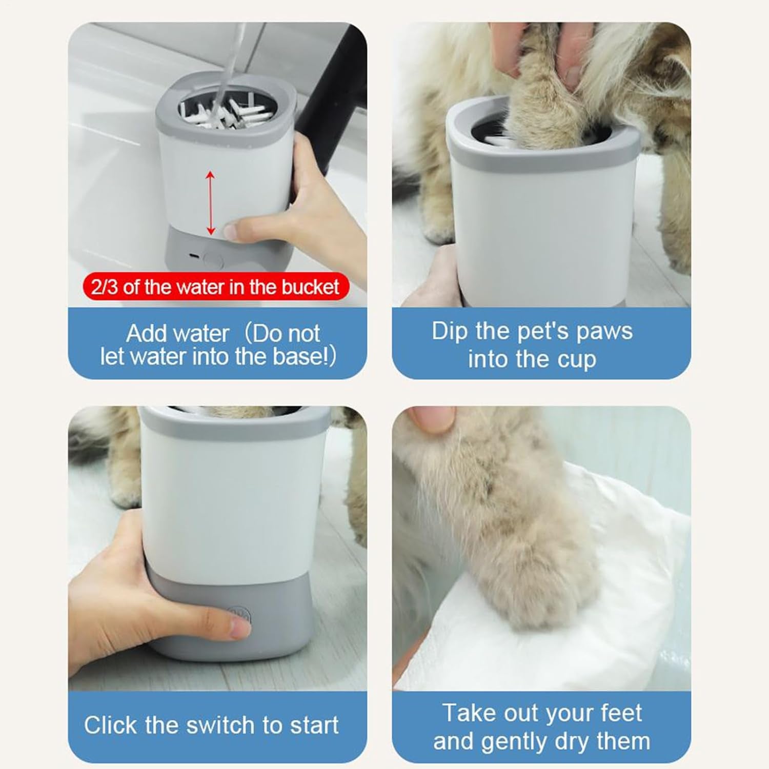 Dog Paw Cleaner Dog Feet Washer | 2-Speed Cleaning Grooming Supplies for Foot Bathing Travel Home Post-Walk Outdoor Hiking Camping Daily Walks