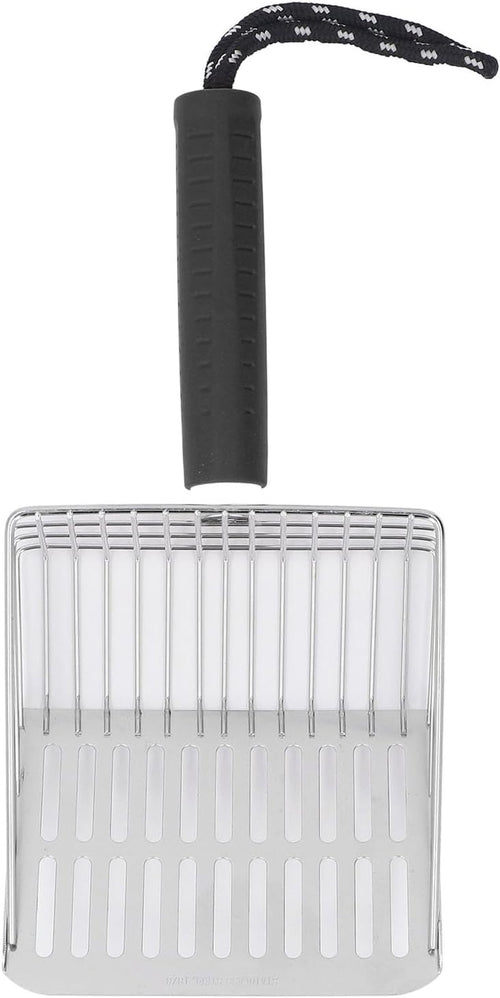 304 Stainless Steel Cat Litter Scoop | Removable Handle & Quick Filtration | Litter Box Scooper for Cats/Gardening/Beach | Sturdy & Non - Tarnishing (Black)