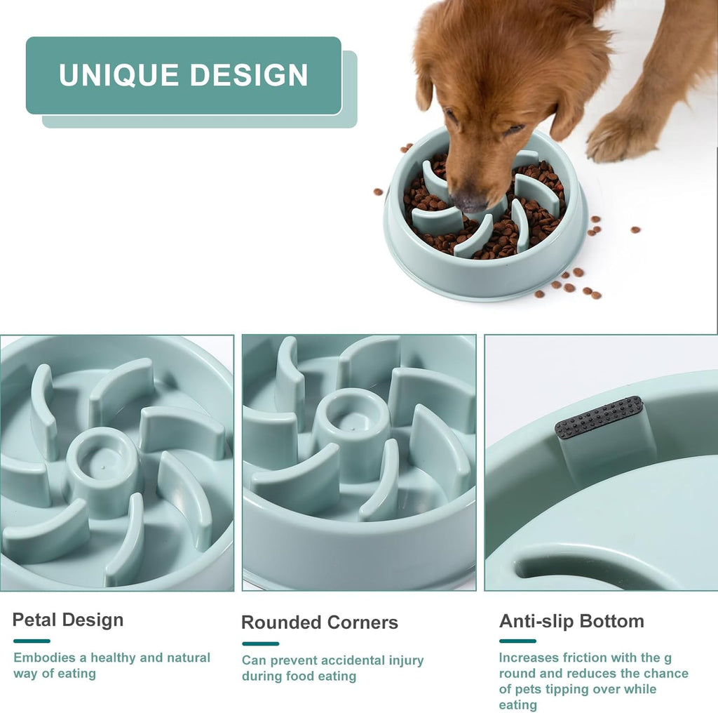 Slow Feeder Dog Bowl, anti Gulp Bowl for Fast Eaters | Non Slip Dog Food Bowl for Dry and Wet Food, Helps Slow Eating, 4 Cups, Easy Clean, for Medium and Large Dogs