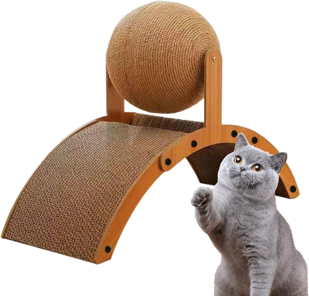 Cat Scratching Ball - Interactive Kitten Toys | Cat Scratching Ball | Pet Scratch Toy | Vertical Scratcher with Corrugated Base Interactive Kitten Toy for Multi-Play Rest Living Room Window Senior Pat | Cat Scratching Board for Indoor Bedroom Living Room Home House Balcony Patio Outdoor Kitten