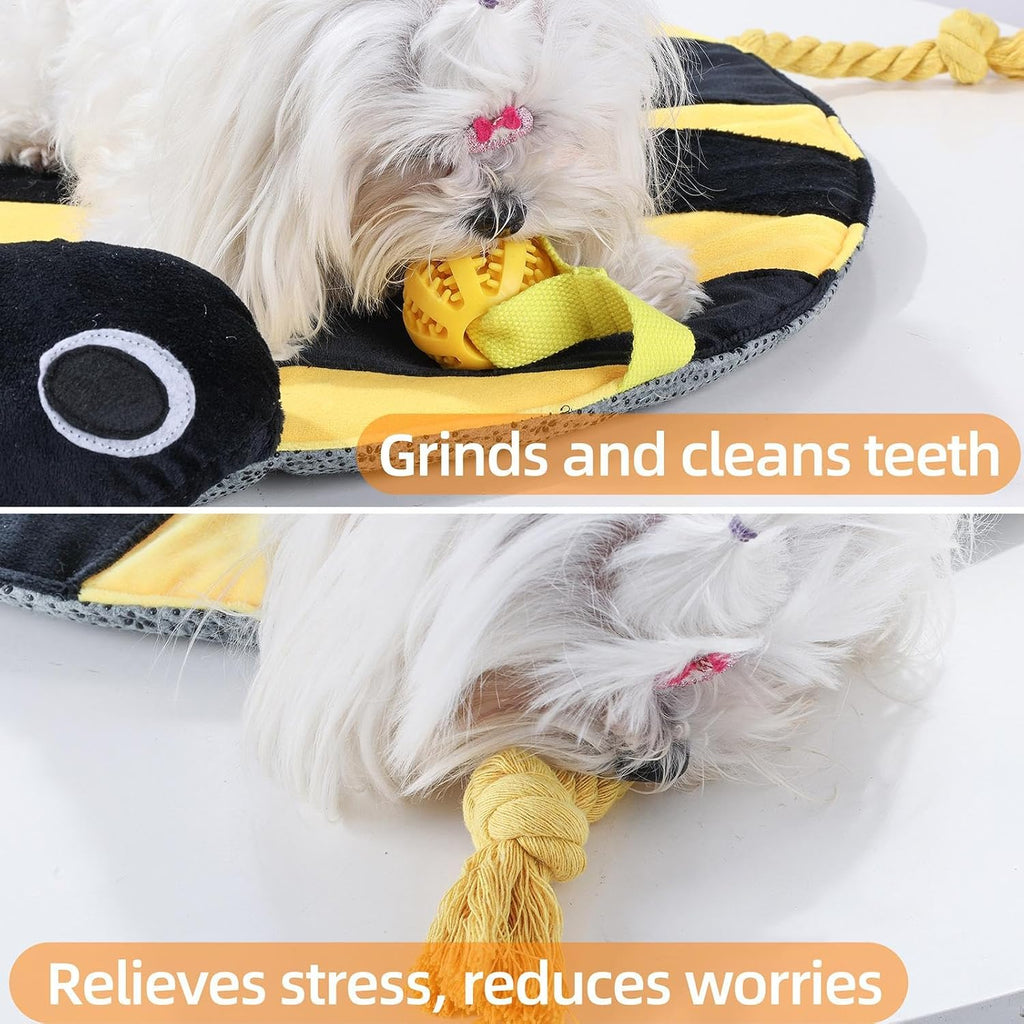 Dog Play Mat, Interactive Treat Puzzle Carpet, Squeaky Toy Enrichment Mat, Soft Snuffle Feeding Pad, Compact Activity Rug for Boredom Relief, Engaging Sensory for Puppies Small Medium Dogs