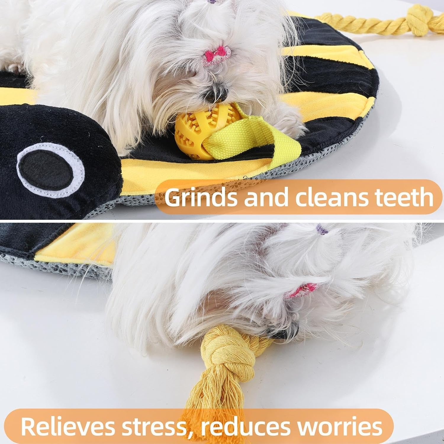 Dog Play Mat, Interactive Treat Puzzle Carpet, Squeaky Toy Enrichment Mat, Soft Snuffle Feeding Pad, Compact Activity Rug for Boredom Relief, Engaging Sensory for Puppies Small Medium Dogs