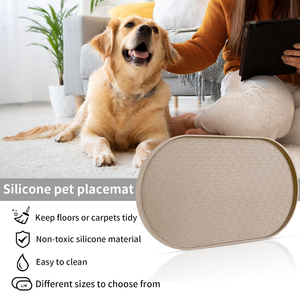 Dog Food Mat Anti-Slip Bowl Mats, High-Lips Waterproof Pet Placemat