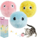 Interactive Cat Ball Toy, Interactive Indoor Cat Toy with Bird Calls, Frogs and Crickets, Plush Balls for Cats Hunting (3Pcs)